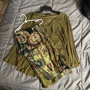 Beautiful patterned shirt and pant set